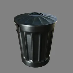 High-detail 3D model of a clean, metal trash can optimized for Blender rendering, suitable for urban environment scenes.
