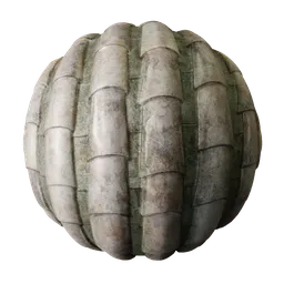 2K PBR terracotta roof tiles with lichen texture, suitable for realistic architectural rendering in Blender 3D and other 3D apps.