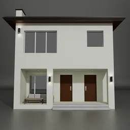 Simple low-Poly Two-story House