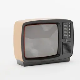 Retro-style 3D Blender TV model, detailed texture representing 1980s television design, perfect for digital scenes.