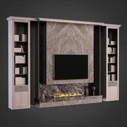 TV Wall with Linear Fireplace
