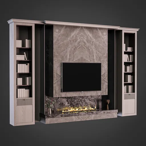 TV Wall with Linear Fireplace
