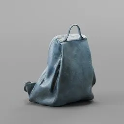 High-quality Blender 3D model of eco-leather blue backpack with clean topology, new UV layout, and baked textures.