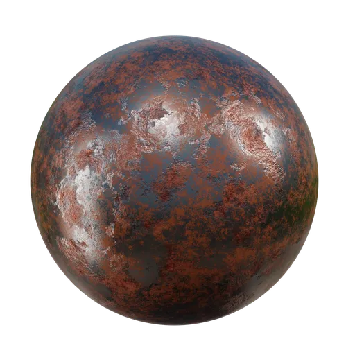 High-detail PBR rusty metal texture for 3D rendering in Blender and compatible software, ideal for aging industrial designs.