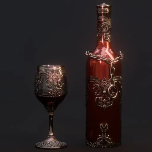 Bottle and Wine Glass