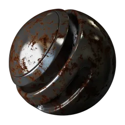 Procedural rusty metal material for Blender 3D with customizable bump, scratches, color gradient, and brushed effects.