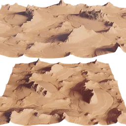 Detailed 3D model of sand dunes with realistic textures, ideal for Blender rendering projects.