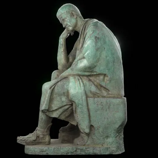statue of Vs seated philosopher