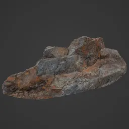 Detailed texture on a digital 3D model of a rugged mountain rock for Blender 3D environments.