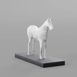 High-quality Blender 3D minimalist horse sculpture, ideal for modern art renderings and architectural visualizations.