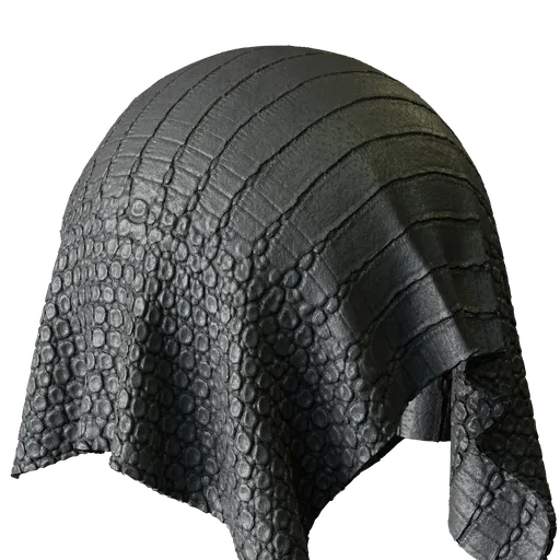 Black Crocodile Embossed Goat Leather