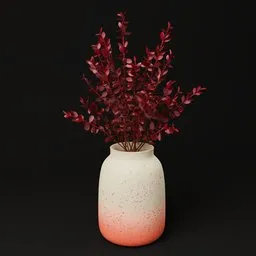 Red Berberis Barberry Ceramic Vase