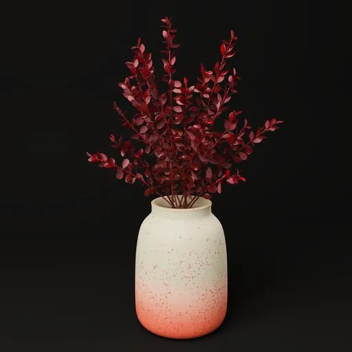 Red Berberis Barberry Ceramic Vase