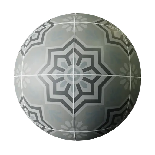 Decorated tile  Gray and blue fantasy