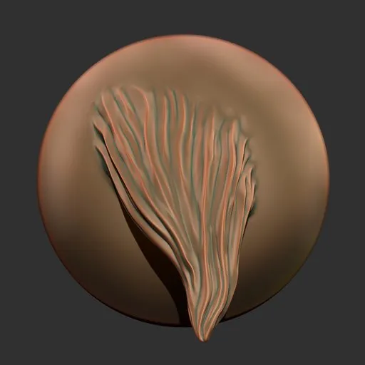 Detailed fur sculpting brush effect for 3D modeling in Blender, ideal for creating realistic hair textures on characters and garments.