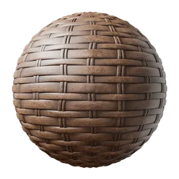 High-resolution PBR wicker basket texture for realistic 3D rendering in Blender and other 3D applications.