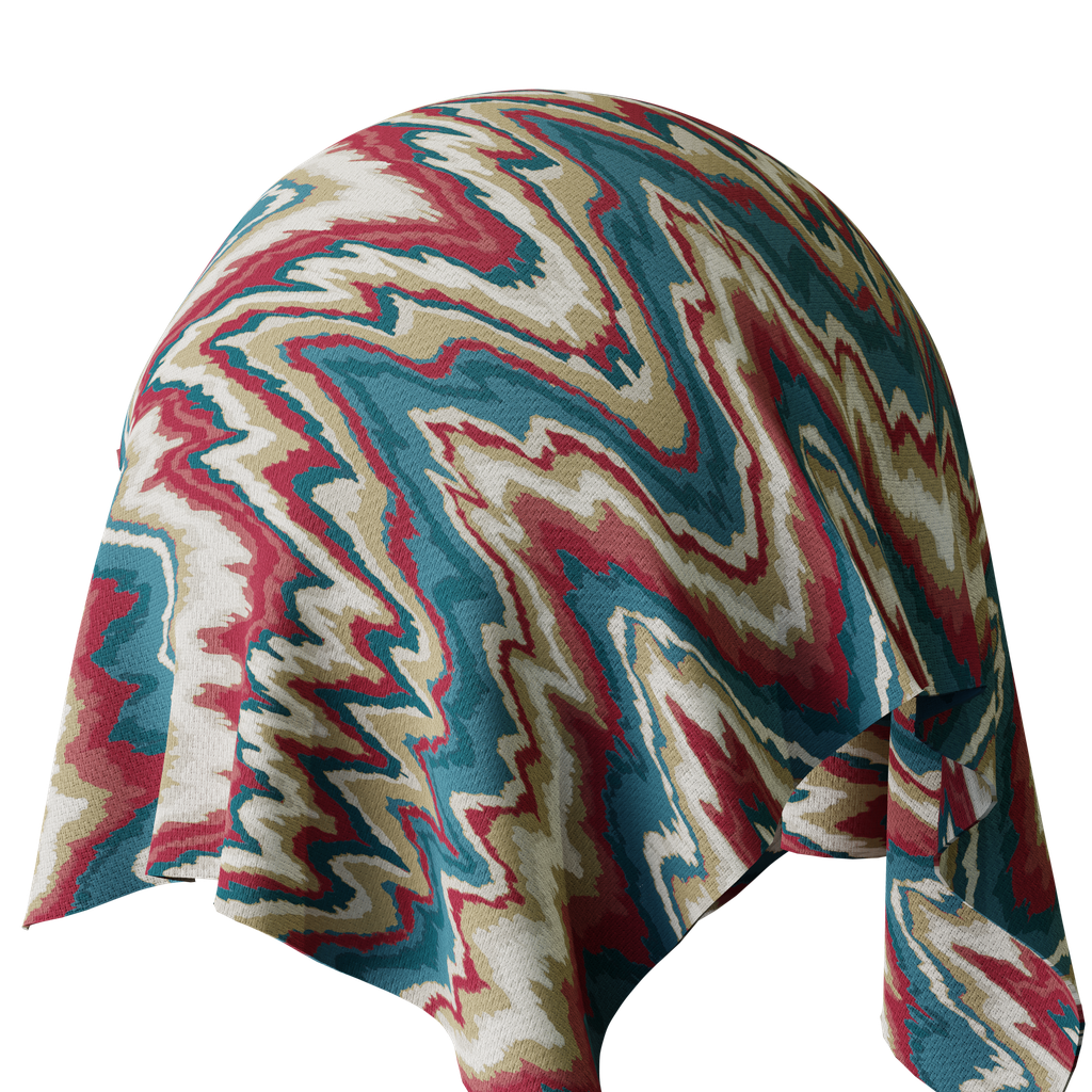 Fabric or Wallpaper, Flamestitch, Red Blue Tan White FREE fabric