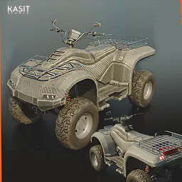 Detailed low-poly 4x4 ATV 3D model, optimized for Blender with realistic textures, perfect for game asset.