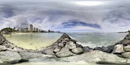 Ocean Shore Cloudy Day City