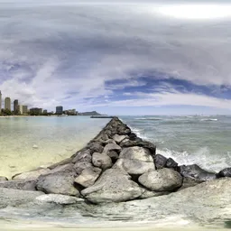 Ocean Shore Cloudy Day City