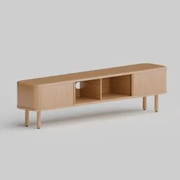 Realistic ash veneer TV stand 3D model for Blender, perfect for interior visualization