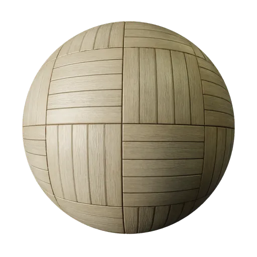 High-resolution light parquet 3D texture with seamless tiling for PBR rendering in Blender or other 3D applications.