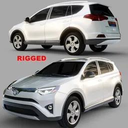Detailed 3D model of a white Toyota RAV4, suitable for Blender animation projects, showcasing only the car's exterior.