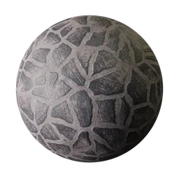 High-resolution PBR material texture for 3D rendering simulating dusty black rock surface for ground coverage.