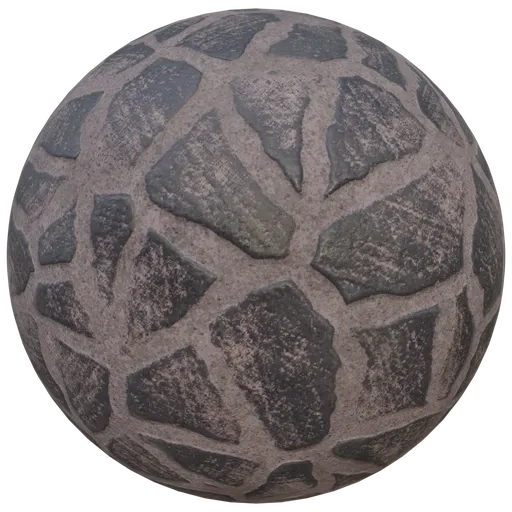 High-resolution PBR material texture for 3D rendering simulating dusty black rock surface for ground coverage.