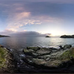 Rocky Ocean Coast Sunset Sky