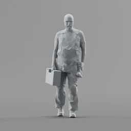 Lowpoly Construction Worker walking