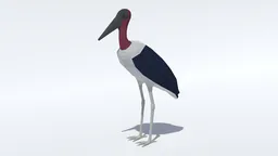 3D model of a geometric Marabou Stork with distinct low-poly design for CG visualization in Blender.