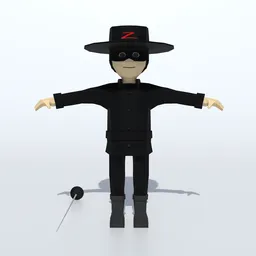 Low Poly Zorro Rigged