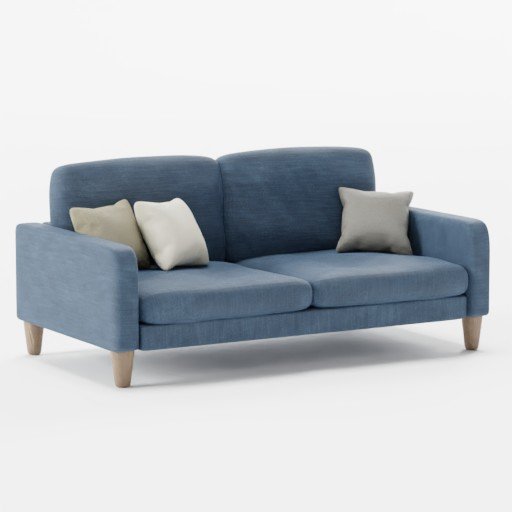 2 Seater Denim Navy Blue Sofa With Pillows Sofas models BlenderKit