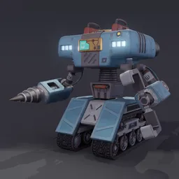 Futuristic Excavation Robot - RIGGED