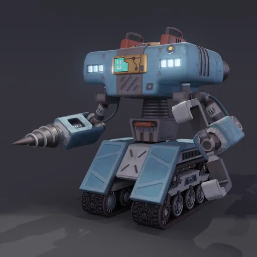 Futuristic Excavation Robot - RIGGED
