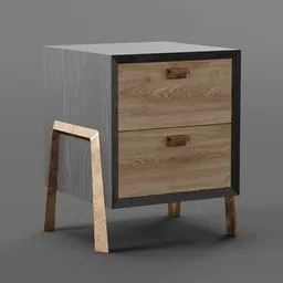 3D model of a modern bedside table with drawers, designed for interior visualizations in Blender.