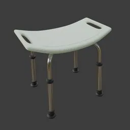 3D modeled adjustable bath stool with hand grips, designed for elderly care, compatible with Blender.