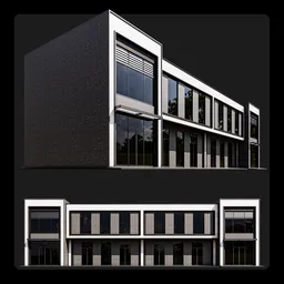 "Discover the stunning 'Mini Office' 3D model designed by M3D using Blender 3D. Featuring a modern office design with a de stijl influence, this model boasts a plethora of windows and a sleek black background. Perfect for American school projects or commercial use, this partially operational model is sure to impress. Get your hands on this intricate design today!"