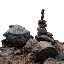 Detailed 3D scanned rocks cairn, optimized for Blender, suitable for realistic mountain scenes.