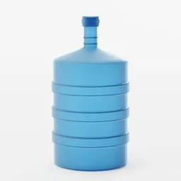 Detailed 3D model of a blue water dispenser bottle, perfect for Blender 3D projects and simulations.