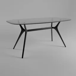 Modern glass table 3D model with sleek black base, designed for Blender rendering and visualization.