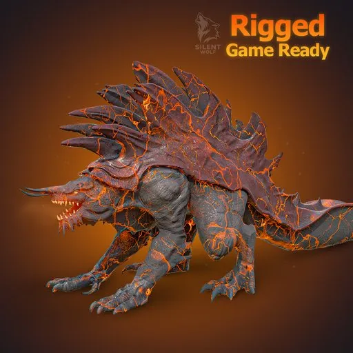 Molten Thorny Creature Rigged Game Ready