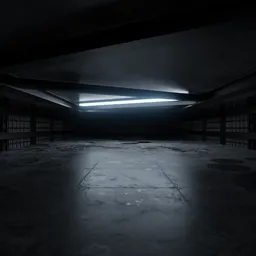 Dark parking lot hallway