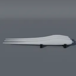 Detailed 3D model of turbine blades on ground supports for industrial use, compatible with Blender for rendering.
