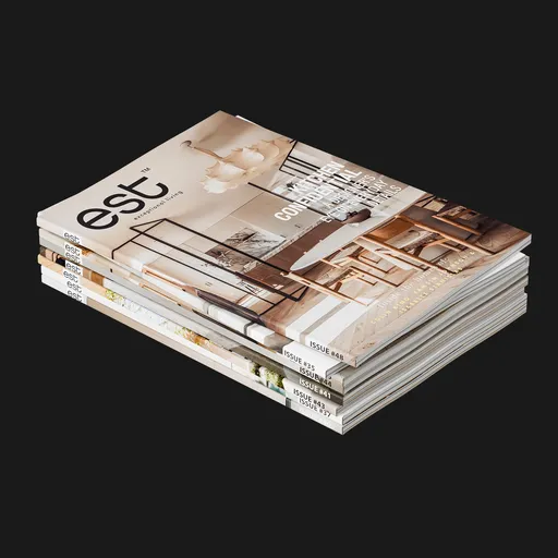 Flat Interior Design Book Stack