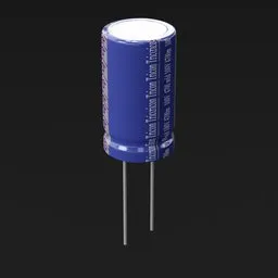 Highly detailed Blender 3D model of an electrolytic capacitor for industrial design use