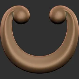 3D sculpting brush tip imprint of smooth, curved ornamental shapes for digital modeling, compatible with Blender.