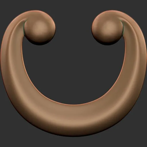 3D sculpting brush tip imprint of smooth, curved ornamental shapes for digital modeling, compatible with Blender.