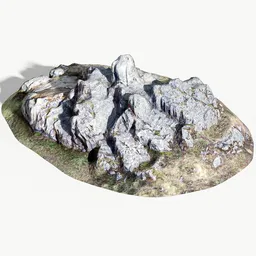 Low-poly photo-scanned Cambrian rock outcrop model with PBR textures for Blender 3D projects.